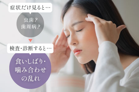症状だけ見ると…虫歯？歯周病？、検査・診断すると…食いしばり・噛み合わせの乱れ